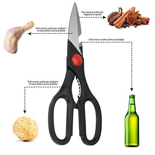 Tijeras de cocina multiusos 20 cm  Negro