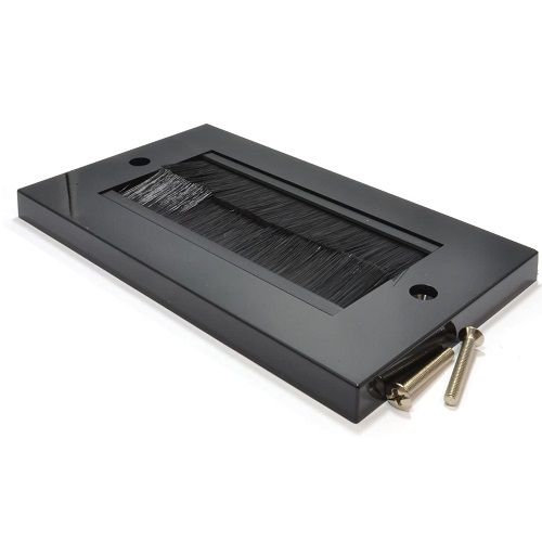 Placa frontal rectangular para salida cable pared  Negro