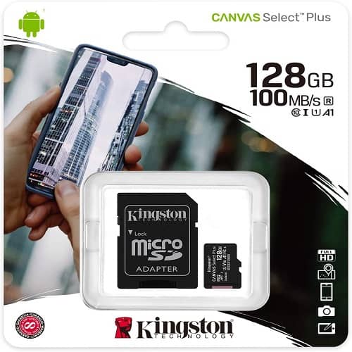 Tarjeta microSD Kingston XC Clase 10 con adaptador 128 GB Negro