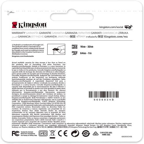 Tarjeta microSD Kingston XC Clase 10 con adaptador 128 GB Negro