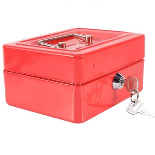 Caja de caudales con cerradura de combinación, caja para el dinero de  metal, con bandeja de dinero para seguridad, caja con cerradura, de color  rojo