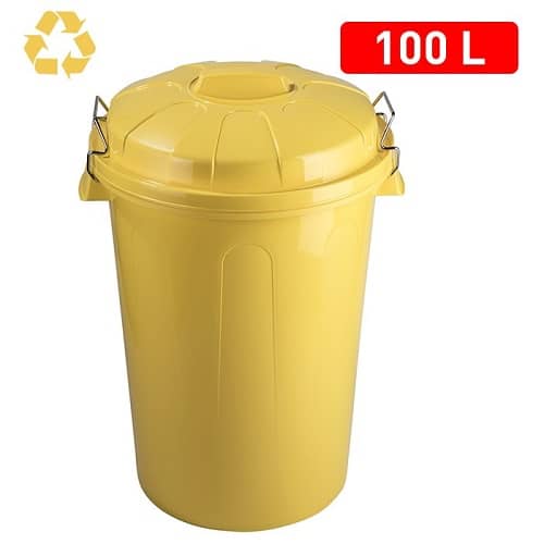 CABLEPELADO Cubo Basura plastico Comunidad con Tapa 100 litros Rojo