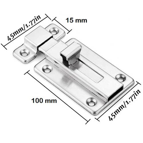 Cerradura cerrojo pestillo para puerta 100 mm Gris