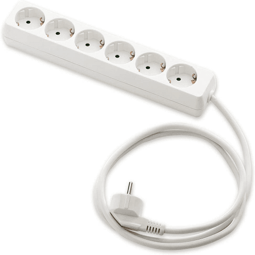 Base de enchufe 6 tomas sin interruptor  Blanco