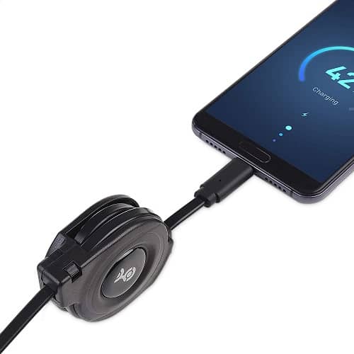Cable retractil USB C 3A carga y transferencia 0.75 M