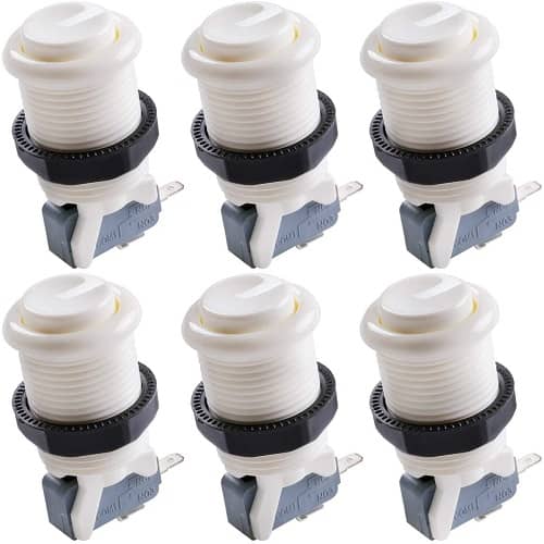 Boton americano arcade con microinterruptor (6 uds)  Blanco