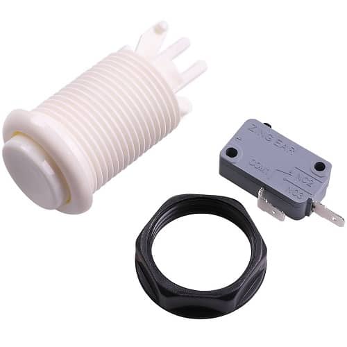 Boton americano arcade con microinterruptor (6 uds)  Blanco