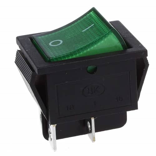 Interruptor basculante ON-OFF DPST 4 vias  Verde 16 A