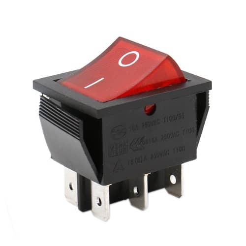 Interruptor Basculante On Off Dpdt 6 Vias Rojo 16 A 3706