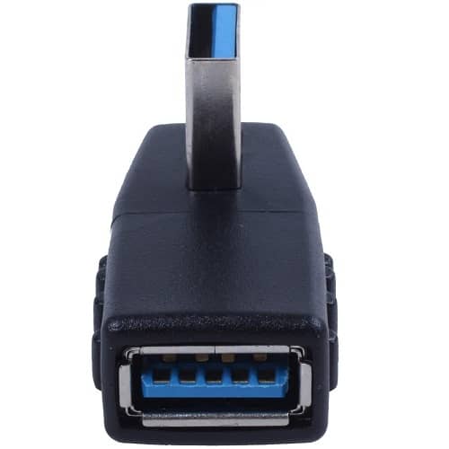 Adaptador USB 3.0 Macho a Hembra acodado izquierdo  Negro