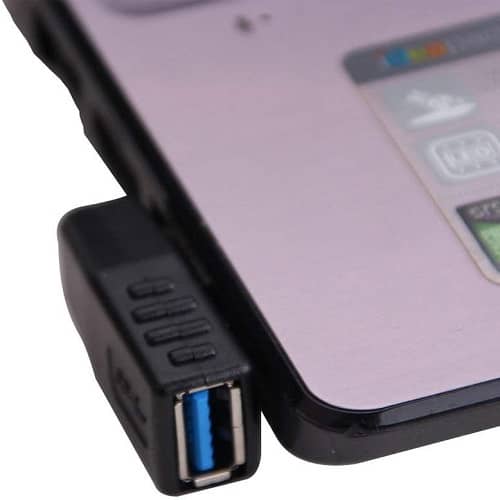 Adaptador USB 3.0 Macho a Hembra acodado izquierdo  Negro