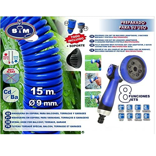 Manguera Helicoidal 9 mm 15 M Azul