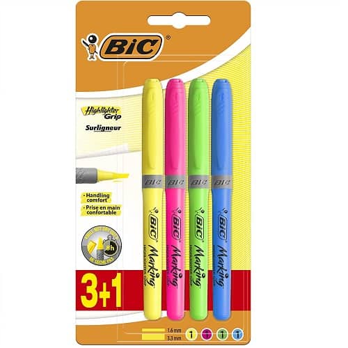 Pack 4 Marcadores BIC Highlighter Grip blister  Multicolor