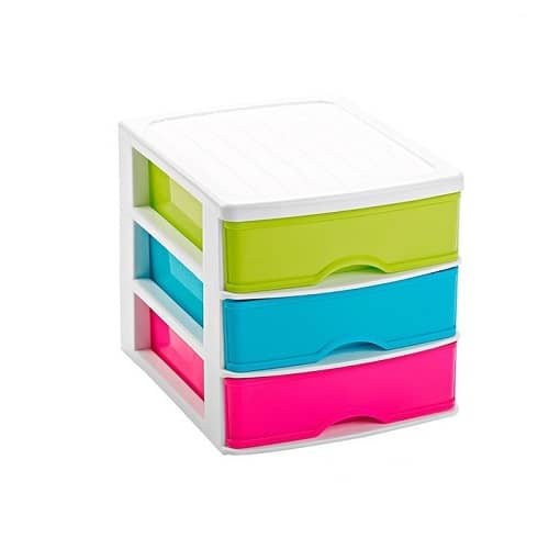 Torre de almacenamiento con 3 cajones Multicolor