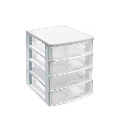 Torre de almacenamiento con 4 cajones Blanco