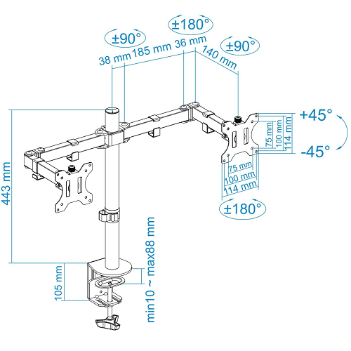 Soporte mesa giratorio inclinable 13 a 32 pulgadas  Negro