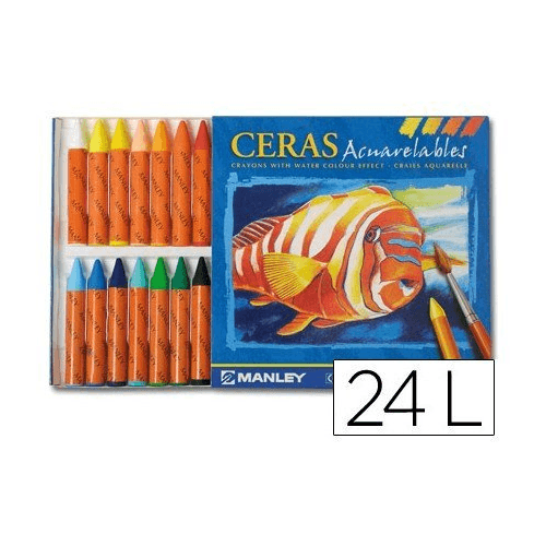 Caja 24 cera blanda de Colores Manley acuarelables  Multicolor