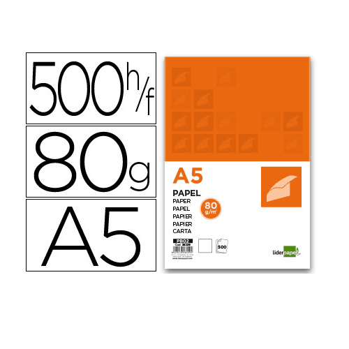 Papel fotocopiadora Liderpapel Din A5 80 gr  Blanco