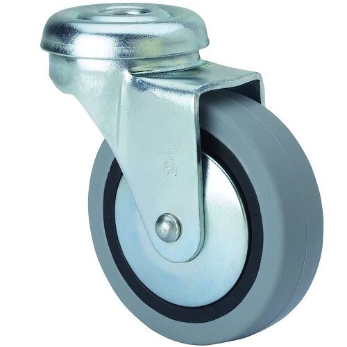 Rueda pivotante industrial de goma sin freno 50 mm  Gris