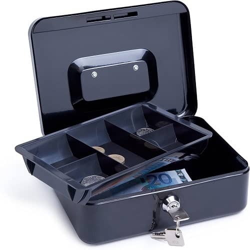 Caja fuerte metalica portatil caudales grande  Negro