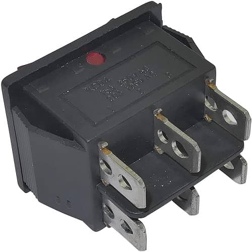 Interruptor basculante de 6 vias ON/OFF/ON Rojo 16 A