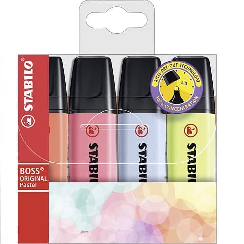 Estuche 4 Rotuladores Stabilo Boss Pasteles  Multicolor