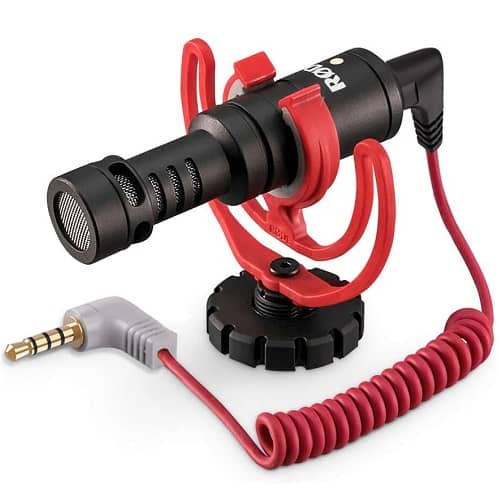 Cable de micrófono TRS a TRRS de 3,5mm espiral 0.20 M Rojo