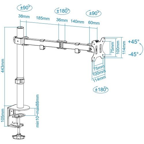 Soporte mesa giratorio inclinable 13 a 32 pulgadass  Negro