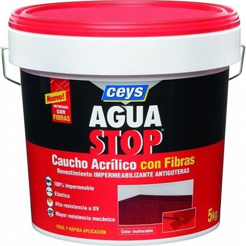 Impermeabilizante aguastop caucho acrilico con fibras 5 kg  Terracota