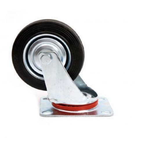 Rueda pivotante industrial de poliuretano sin freno 125 mm Negro