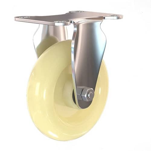Rueda fija industrial de poliuretano sin freno 125 mm Beige