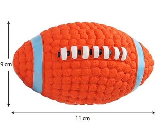 Pelota rugby para perro con sonido 11 cm Naranja
