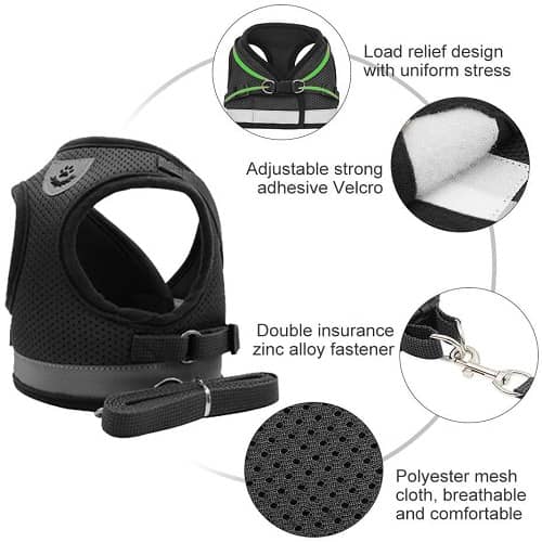 Cinturon de seguridad para gatos Talla S Negro