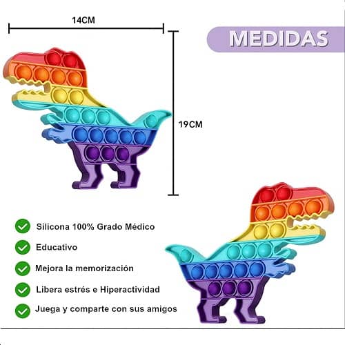 Fidget It Toy Juguete antiestres dinosaurio  Multicolor