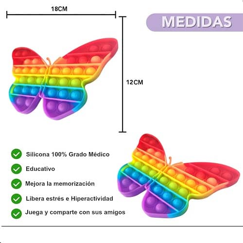 Fidget It Toy Juguete antiestres mariposa  Multicolor