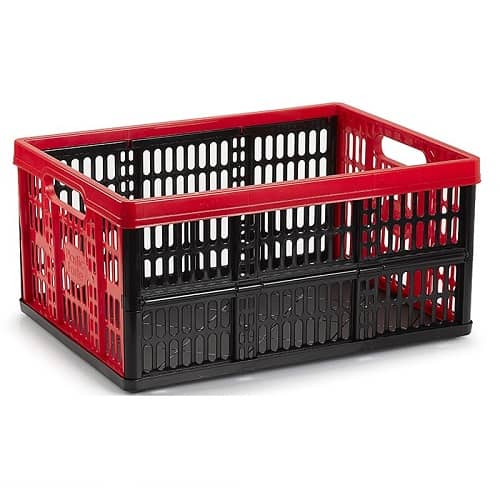 Caja plegable con asas plastico 32 Litros rojo-negro