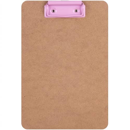 Carpeta de madera con pinza metalica clipboard A5 Rosa claro