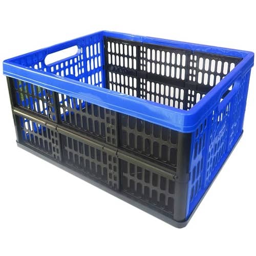 Caja plegable con asas plastico 32 Litros azul-negro