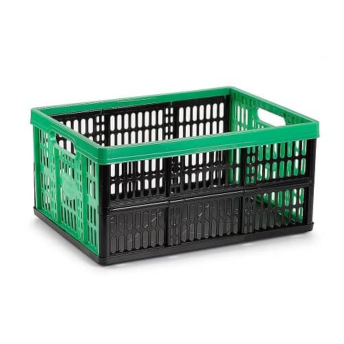 Caja plegable con asas plastico 32 Litros verde-negro