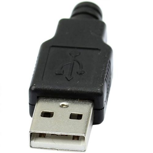 Conector USB tipo A macho soldadura 4 pin Negro