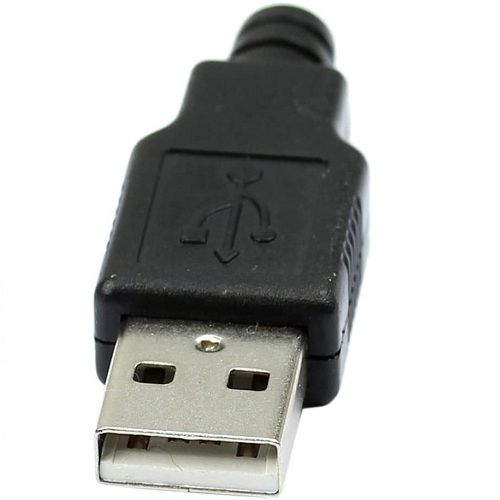 Conector USB tipo A macho soldadura 4 pin  Negro