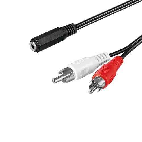 Cable audio estereo 2x RCA macho - Jack 3.5mm hembra 1.5 M Negro