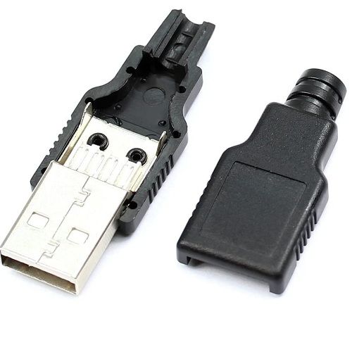 Conector USB tipo A macho soldadura 4 pin  Negro