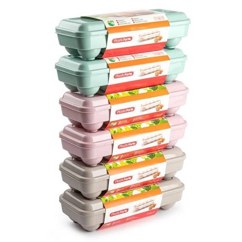 Huevera de plastico para 10 huevos con tapa  Rosa claro
