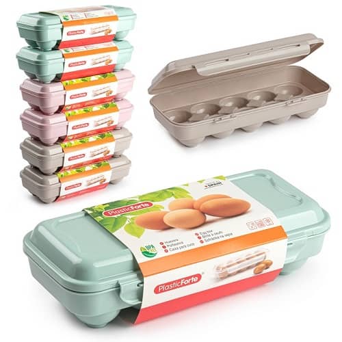 Huevera de plastico para 10 huevos con tapa  Rosa claro