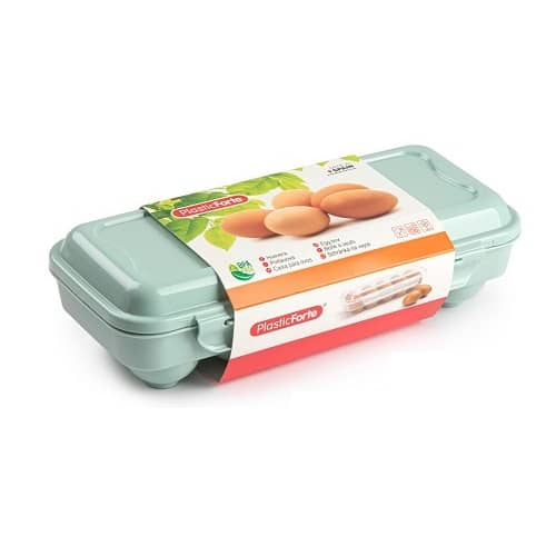 Huevera de plastico para 10 huevos con tapa  Verde claro