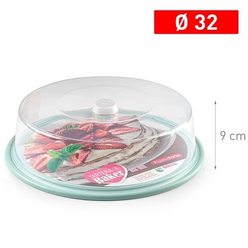 Bandeja pasteles tartera plastico 9 cm altura y diametro 32 cm Verde claro