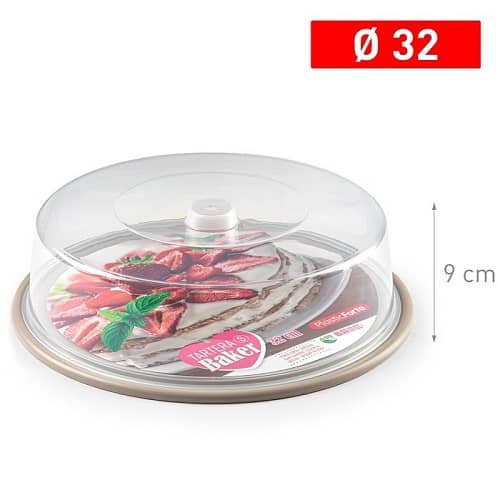 Bandeja pasteles tartera plastico 9 cm altura y diametro 32 cm Beige