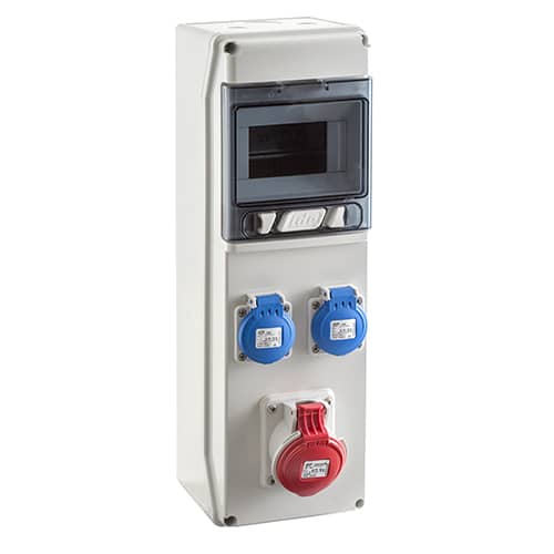 Caja distribucion electrica superficie IP44 con 3 bases 3P+T  Blanco