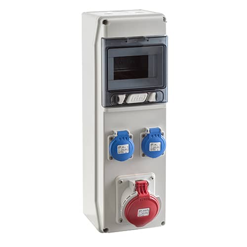 Caja distribucion electrica superficie IP65 con 3 bases  Blanco